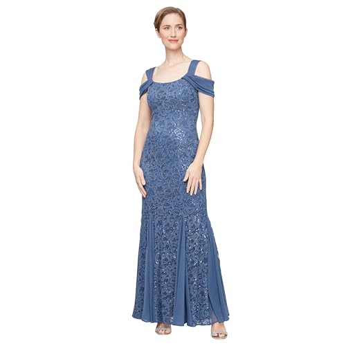 Robe Alex Evenings mère de mariée bretelle froide Wedgewood 10