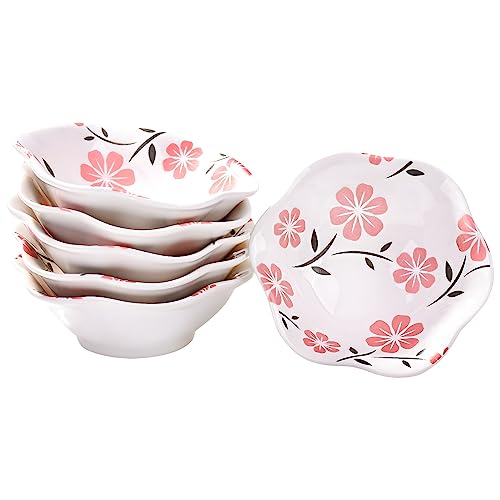 Japanese Ceramic Soy Sauce Dish Set Of 6, Dipping Sauce Bowls For Sushi,Sauce,Snack And Soy,White Cherry Blossoms (Hy) #TOP26
