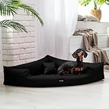 tierlando® Orthopädisches Hundebett Trivia aus Robustem Polyester, Platzsparendes Dreieckbett mit Visco-Matratze, Größe: 80x80cm | Farbe: 03 Schwarz