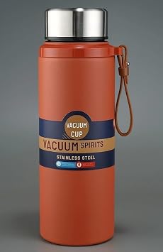 Paslanmaz  elik Matara Termos Su  i esi 600 ML Vakumlu Kapak - Kahverengi