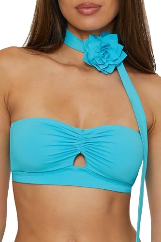 BECCA Women's Garden of Eden Bandeau Bikini Top, Adjustable, Tie Back, Swimwear Separates3