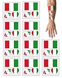 TISCH Tatouages Visage Italie 2026, 10 Pièces | Maquillage Supporter Imperméable, Hypoallergénique pour Coupe du Monde