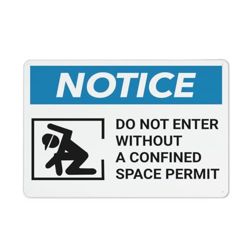 Chapas Metalicas Aviso: No Entrar Sin Permiso Para Espacios Confinados Exquisita Y Hermosa Metal Estaño Signo Resistente Al Desgaste Y Duradero Cartel De Metal Para Club Cafetería Garaje 20X30Cm