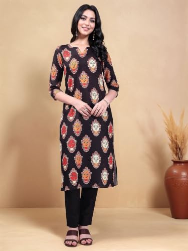 Image of MS VHCK ENTERPRISE Women Printed, Tribal, Kalamkari, Abstract Khadi Cotton Kurti.