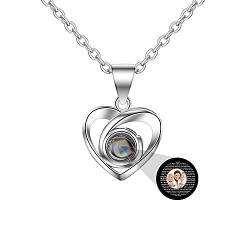 Foto personalizada I Love You Collar Plata Oro rosa 100 idiomas Proyección Colgante Regalo de joyería para mamá Mujer Esposa Collar del día de la madre Cover