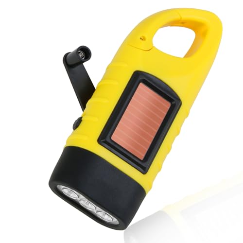 Wind Up Portable Camping Torch Multi Function Solar Hand Crank Flashlight Emergency Power Supply LED Emergency Light Outdoor Lighting Generator Dynamo Solar Flashlight for Climbing and Hiking 1PC
