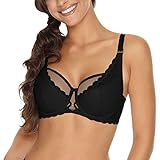 Gaia Damen Bügel BH Spitze Unterwäsche Netz 876 Carrie, Schwarz,75E