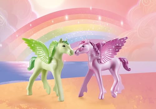Playmobil 71363 Princesse et poulains ailés, Comprend Une Princesse, Son Deltaplane, Deux poulains ailés et des Accessoires, Gamme Princess Magic pour Enfants dès 4 Ans