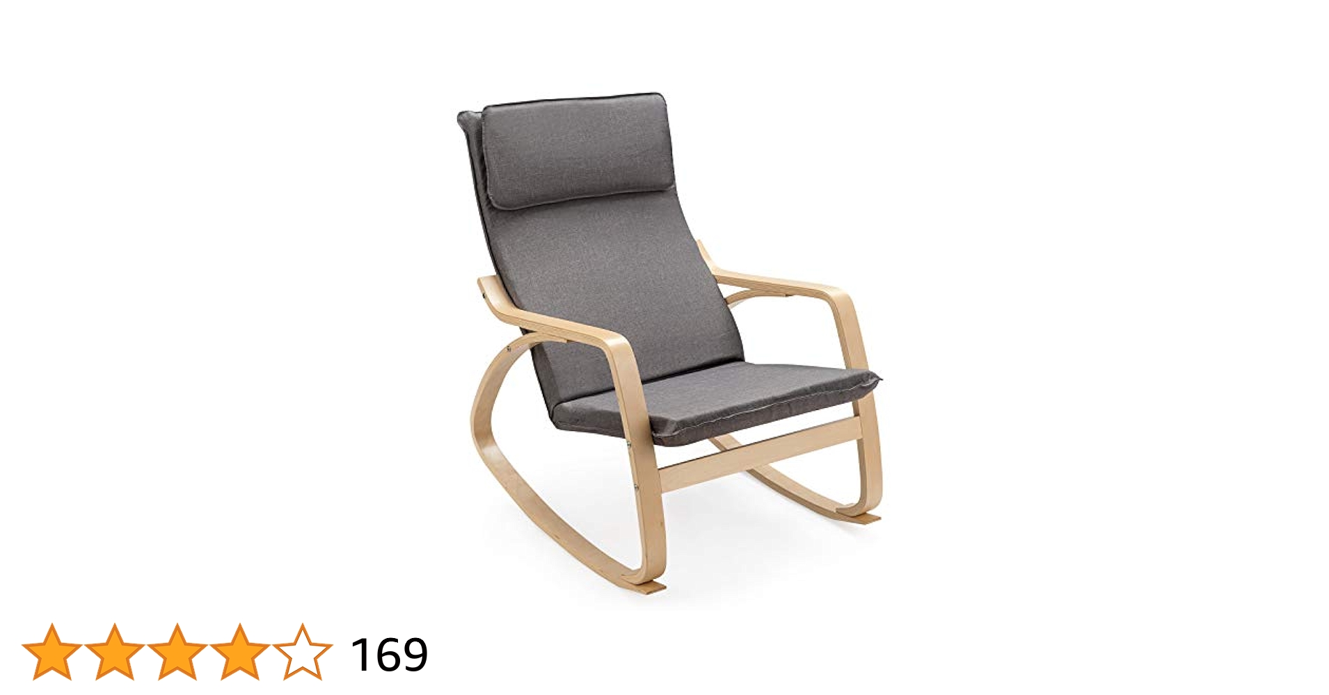 Giantex Ergonomic Wooden Rocking Chair with Removable Cushion