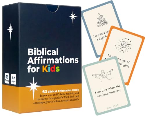 Christian Biblical Affirmation Cards for Kids, 63 Biblical Prayer Cards