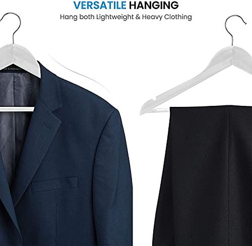 Image of WHISKET Solid Wood Hangers,Premium Wood Hangers with 360-Degree Rotatable Hook and Notches, Natural, Heavy Duty Wood Hangers for Coats, Suits, Jackets, Closet (White) [Pack of 4]