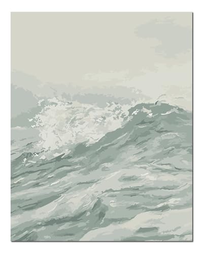 Kit de peinture par numéros vagues de mer 40x50cm Shukqueen avec cadre