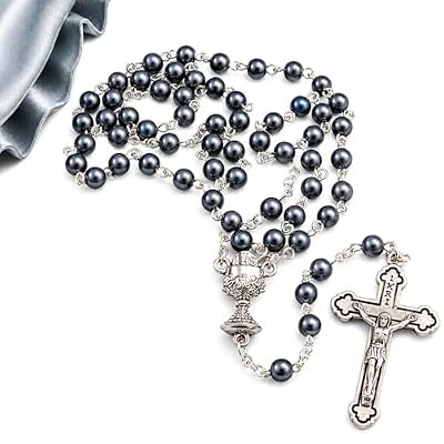 Westmon Works First Holy Communion Rosary Beads with Metal Crucifix & Center for Him Deluxe Set with Gift Bag