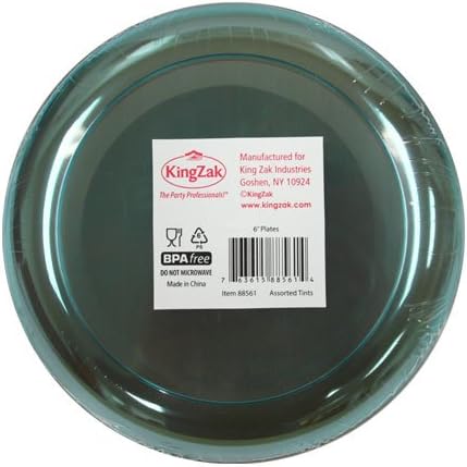 Miniatura 4 de Party Dimensions Neon Mix - Plato de plástico, 6 pulgadas, tintes surtidos, paquete de 8, rosa, azul, verde, naranja (88561)