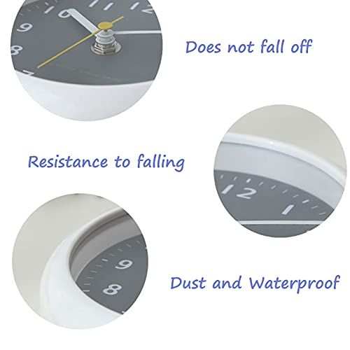 Bathroom Waterproof Wall Clock, Indoor Wall Clock With Suction Cup, Quartz Movement, Plastic Frame, Flexible Choice For Hanging Or Standing, Modern Silent Small Wall Clock For Living Room And Kitchen #TOP2