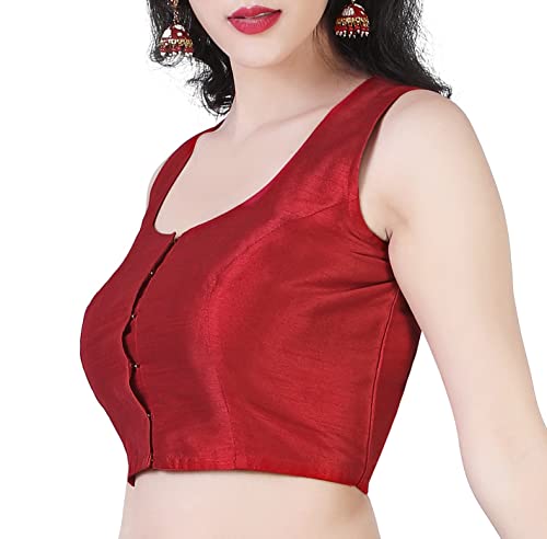 Image of Studio Shringaar Women's Readymade Polyester Sleeveless Saree Blouse