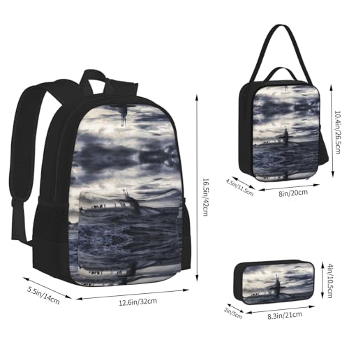 Ensemble cartable géant noir avec boîte à déjeuner intégrée - 4