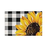 Sunflower Placemats Set of 4 Washable Burlap Heat Resistant Cloth Place mat 18X12 Inch for Dinning Table Farmhouse Outdoor Sunflower