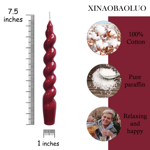 Spiral Taper Candle Sticks - Handmade 9.5 Inches Dripless Taper Candle Twisted Candle For Dinner Wedding & Home Decor Set Of 2 (Red) #TOP2