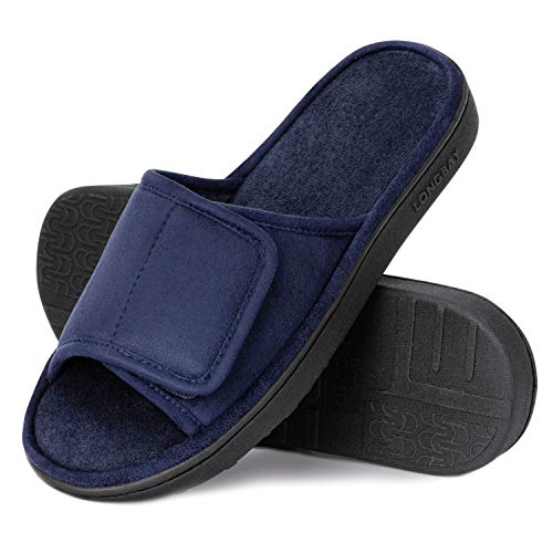 Men's Comfy Memory Foam Slide Slippers Breathable Micro Suede House Shoes (Large / 11-12 D(M) US,...