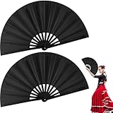 Ocoullow 2 Pack Black Clack Fans for Line Dancing – Large Hand Fans for Women Foldable, Boots on the Ground Fan That Pops, Folding Handheld Chinese Dance Fan for Party, Festival, Performance