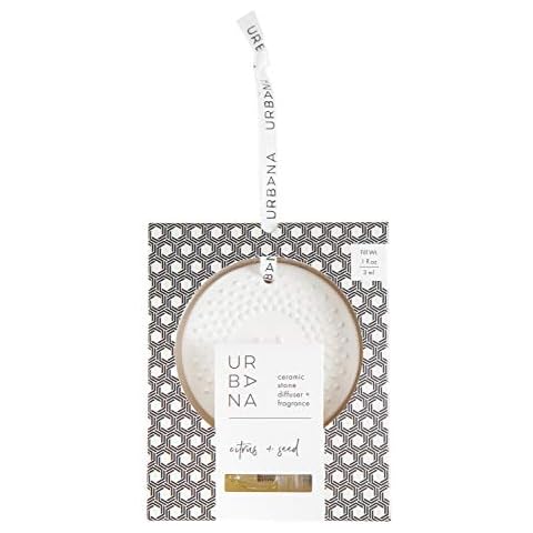 Urbana Home Collection Fragrance, Ceramic Stone Diffuser + Mini Fragrance Oil Spray (0.1 fl oz), Citrus + Seed Cover
