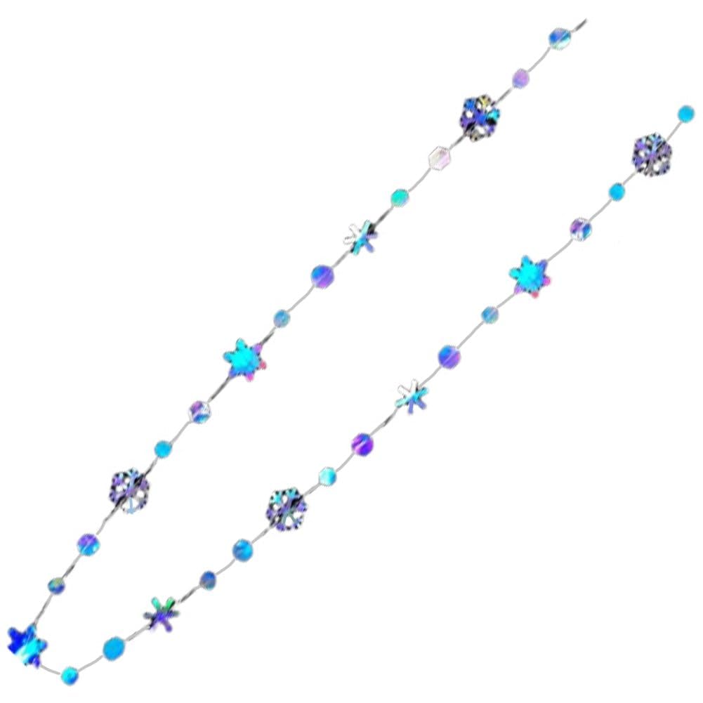 Sslvya Iridescent Snowflakes Garland Winter Party Decorations Metallic Glitter Snowflakes Streamer for Birthday Wedding Bridal Shower Christmas Decorations