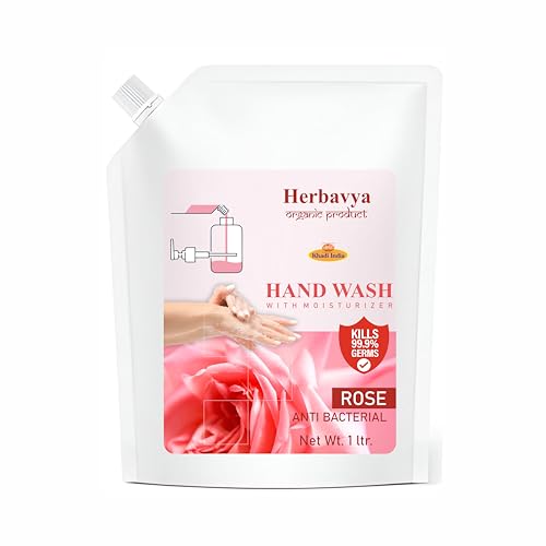 Image of Khadi Ayurvedic Rose Hand Wash - Luxurious Herbal Cleanser with Calming Rose Aroma | Moisturizing, Antibacterial & Soft on Hands - 1000ml. (Refill Pack)