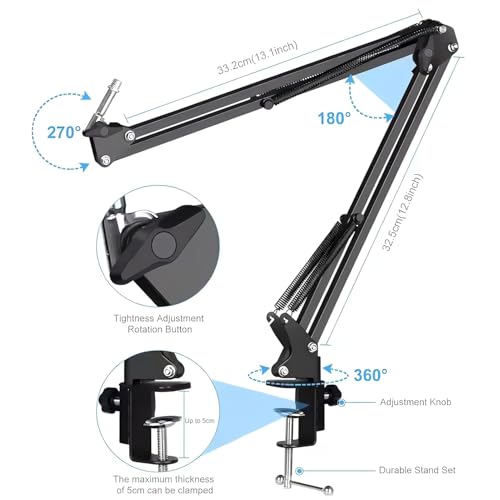 Image of Condenser Microphone Kit with Boom Arm, Shock Mount, Dual Pop Filters, Audio & Power Cables - Ideal for Podcasting, Gaming, Singing, and Live Streaming Recording Stand Sponge Pop Filter Cover