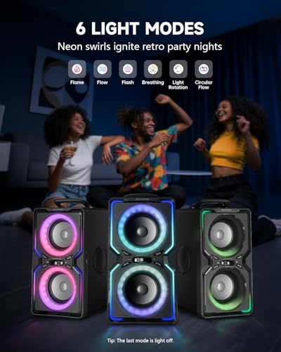 Image of Hotlemon Large Bluetooth Speaker: 240W Peak Powerful Loud Sound with Deep Bass, 15H Playtime, Fast Charge, TWS, Portable Wireless Speakers for Outdoor, Party, Beach, Backyard, Home, Outside (Black)