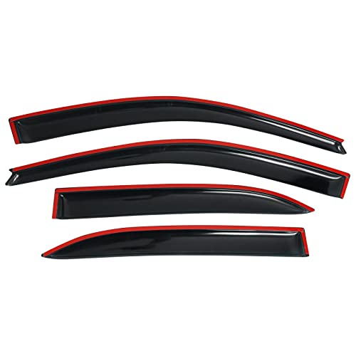 Window Visors Compatible With 2003-2008 Toyota Corolla, Dark Smoke Car Rain Sun Window Shade Guard Wind Deflector Smoke By Ikon Motorsports, 2004 2005 2006 2007 #TOP5