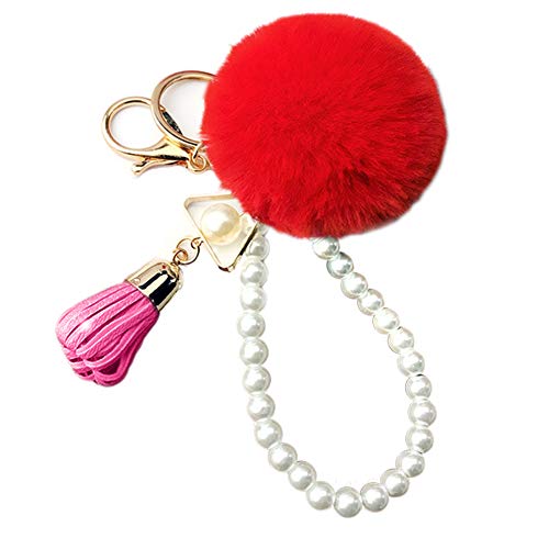 Preisvergleich Produktbild Tonpot Tassel Haarball Plüsch Schlüsselanhänger Auto Schlüsselanhänger Damen Tasche süße Dekoration Schlüsselanhänger für Männer Frauen, rot, 5cm*8cm