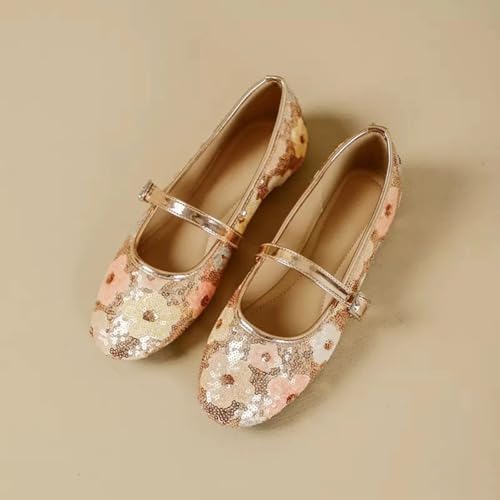 Women's Sparkly Floral Mary Jane Shoes - Soft Sole, Non-Slip Y2K Glitter Buckle Flats for Dresses and Jeans2