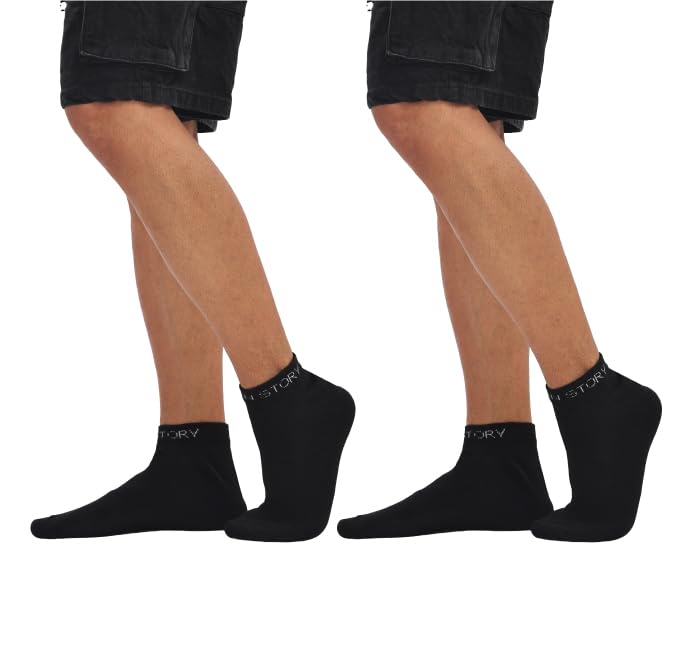 Image of Premium Cotton Ankle Socks for Men & Women | Unisex Everyday Socks | Breathable, Anti-Odour, Anti-Slip, Lightweight Training & Casual Wear | Ankle Length Cotton Socks Pack of 2