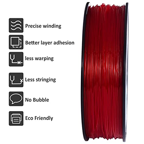 Image of GIANTARM TPU Filament 1.75mm Flexible Soft 3D Printer Consumables Red,95A 1kg Spool (2.2 lbs.), Dimensional Accuracy + /- 0.05 mm