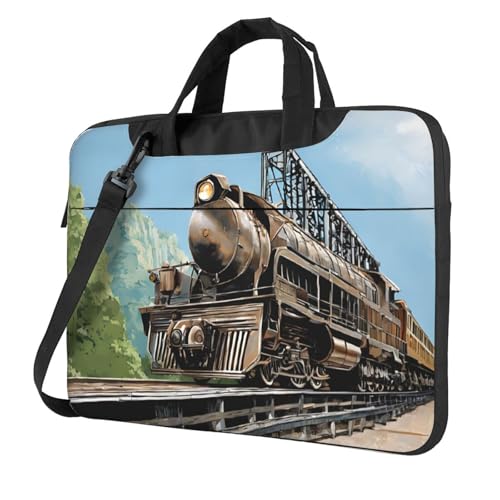 Sacoche ordinateur antichoc avec bandoulière et motif train
