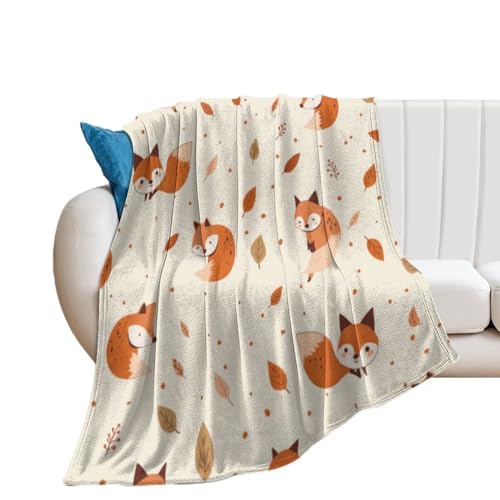 Plaid imprimé renard mignon et branches botaniques pour canapé - 3