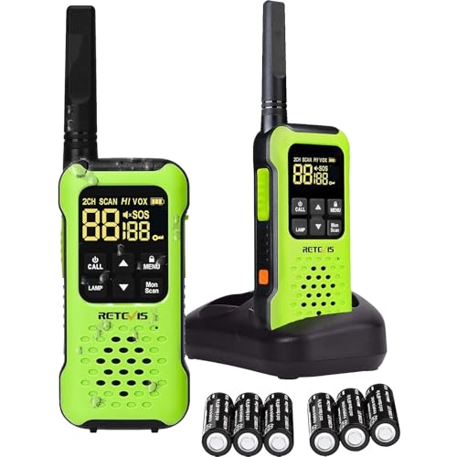 Retevis RT649P Walkie Talkie,Schweben Wasserdichter IP67 Funkgerät,PMR 446 Lizenzfrei,16 Kanäle,SOS-Alarm,LED-Fackel, Walkie Talkies für Surfen Rettung die Nothilfe Kajak Angeln Jagd Sommer(2Er)