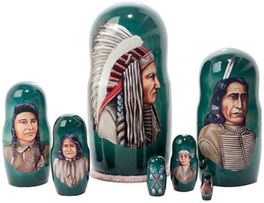 Golden Cockerel Indian Chiefs Nesting Doll 7pc./8''