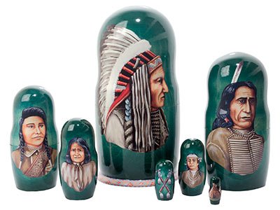 Golden Cockerel Indian Chiefs Nesting Doll 7pc./8''