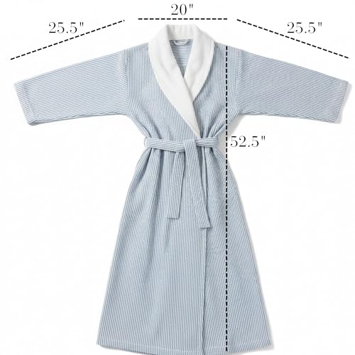 Image of Telegraph Hill Double Layer Seersucker Robe - Navy Stripe - Large
