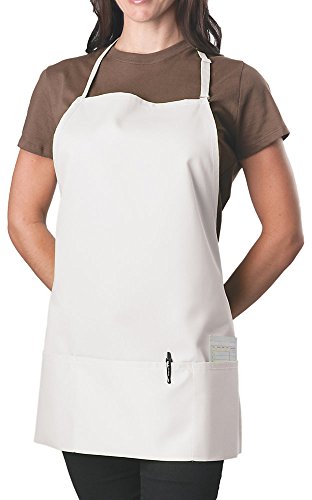 Kng 6 Pack - White Adjustable Bib Apron - 3 Pocket #TOP6