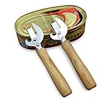 2pcs Stainless Steel Can & Tin Opener and Corkscrew Vintage Can Opener Manual Can Opener Manual Side Cut Stainless Steel Wooden Handle Bottle Opener for Restaurant Home Camping