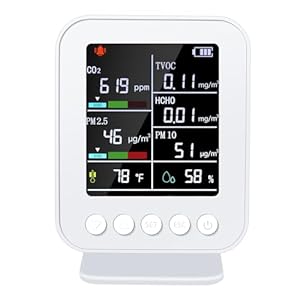 7-in-1 Air Quality Monitor Indoor Professional，Portable PM2.5/PM10/CO2/HCHO,Temperature,Formaldehyde Detector,Humidity,TVOC Tester for Indoor Air Pollution Detection