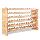 il genio online Botellero de madera para 72 botellas de vino, color natural (119 x 29 x 71,5 cm)