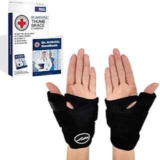 Doctor Developed Thumb Support for Arthritis, Thumb Splint Right or Left Hand, Wrist Support & Thumb Spica Splint and with Doctor Written Handbook(Black, 2 Pack)