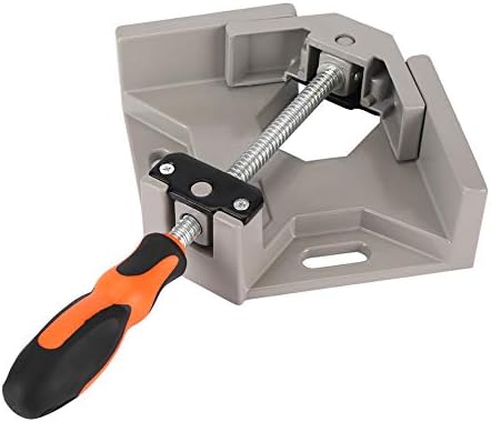 Single Handle 90° Aluminum Alloy Corner Clamp,Woodworking Photo Frame Vise Welding Clamp Right Angle Clip Clamp Tool Holder with Adjustable Swing Jaw - Silver Gray