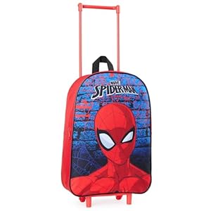 Marvel Spiderman Kids Suitcase, Foldable Trolley Bag 15.35”x 10.63” x 3.94”
