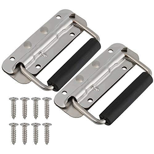 304 Stainless Steel Handle Spring Loaded Case Folding Handle 2 Pcs 100mm 122mm 140mm for Electric Cabinet Equipment Box Air Box and So On (140mm)