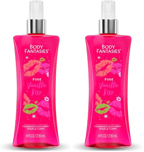 Body Fantasies SIGNATURE Fragrance Body Spray, Pink Vanilla Kiss Fantasy, 8 Fluid Ounce (BF44) (Pack of 2)